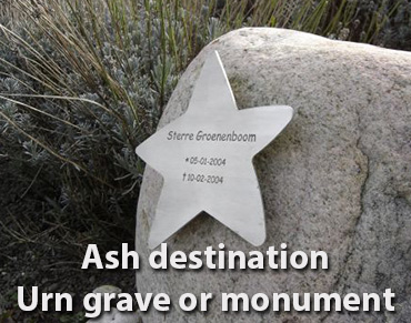 Urn memorial or urn monument as a fixed memorial place