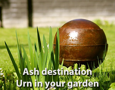 Cremation urn placed in an outdoor memorial setting