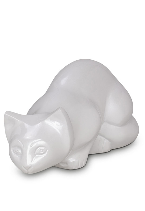 Beautiful High quality white Cat Urn, Unique Cat Urns