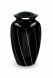 Aluminium cremation urn for ashes 'Elegance' black with white stripes
