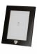Dark brown photo frame urn with small silver pawprint heart for cremation ashes