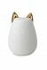 Cat urn for ashes with gold colored ears
