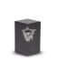 Ceramic keepsake urn with silver-colored heart, matte black-gray