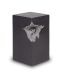 Ceramic urn with silver-colored heart, matte black-gray