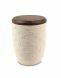 Cremation urn for ashes 'Flowers' cream with walnut lid