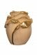 Rose cremation urn for ashes made of pinewood with gold-colored accents