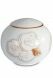 Porcelain urn for ashes 'Sfera' - Stylish roses with copper & gold