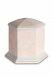 Porcelain cremation urn for ashes 'Esagono' | Coral pink relief
