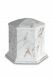Porcelain cremation urn for ashes 'Esagono' | Carrara marble with gold-colored veins