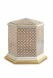 Porcelain cremation urn for ashes 'Esagono' | Four-leaf clovers with double gold-colored edges