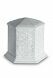 Mini cremation urn for ashes of porcelain 'Esagono' | Matte platinum-colored leaves
