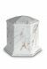 Mini cremation urn for ashes of porcelain 'Esagono' | Carrara marble with gold-colored veins motif