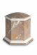 Mini cremation urn for ashes of porcelain 'Esagono' | Brown marble motif