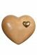 Heart cremation urn for ashes made of wood - light stained with gold-colored heart
