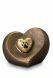 Heart shaped pet cremation ashes urn with pawprint