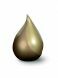Gold-colored fiberglass urn 'Teardrop'