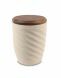Cremation urn for ashes 'Twist' beige with walnut lid