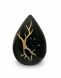 Ceramic teardrop mini urn for ashes 'Kintsugi' black