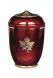 Red cremation urn made from steel 'Leaf'