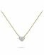 Yellow gold plated memorial necklace Heart with zirconia stones