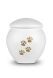 White pet urn with gold colored paws