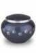 Blue pet urn with silver coloured pawprints | Large