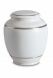 Porcelain cremation urn for ashes 'Classica' | White dots in relief with silver-colored edges