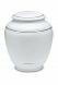 Porcelain cremation urn for ashes 'Classica' | Matte white with double platinum-colored edges
