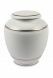 Porcelain cremation urn for ashes 'Classica' with double silver-colored edge