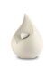Porcelain teardrop urn ‘Celest’ - light beige with white heart