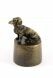 Dachshund cremation ashes urn bronzed