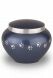 Blue pet urn with silver coloured pawprints | Small