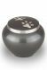 Grey pet urn with silver coloured pawprints | Medium