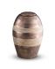 Ceramic urn brown/grey with colored decorative stripes