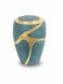 Cremation urn for ashes with blue faux stingray leather