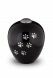 Black pet urn for ashes with silver colored pawprints | Large