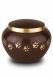 Brown pet urn with gold colored pawprints | Medium