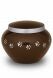 Brown pet urn with silver colored pawprints | Large