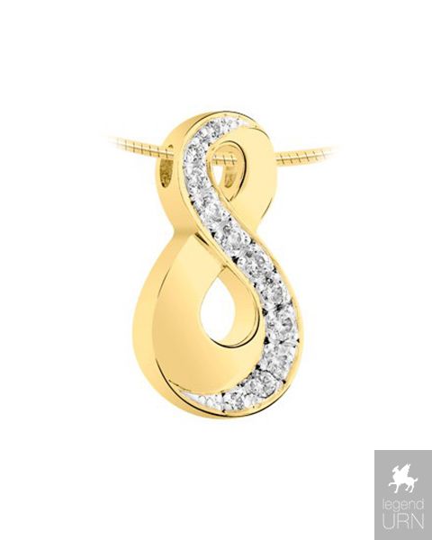 hemel overschrijving Materialisme High Quality Ash pendant 14k. yellow and white gold 'Infinity' with  diamonds | Cremation Jewellery | Pendants for Ashes | Legendurn.com