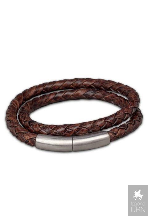 Mompelen Goed opgeleid Geplooid Ash holder braided leather bracelet 'Embrace' dark brown| legendURN |  Legendurn.com