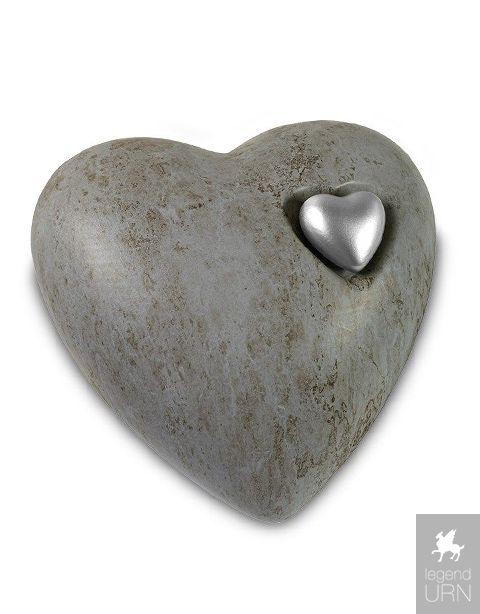 Moreel Onafhankelijkheid video Grey cremation urn for ashes with silver colored heart | LegendURN |  Legendurn.com