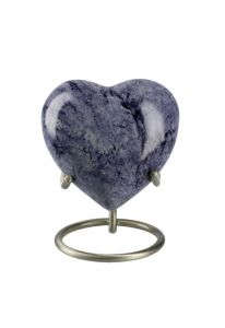 Small heart ashes urn 'Elegance' with purple nature stone look (stand included)