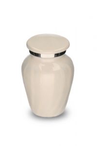 Small urn for ashes 'Elegance' with white pearlescent finish