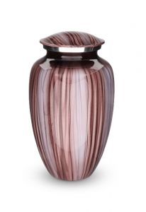Aluminium cremation ashes urn 'Elegance' with pink stripes