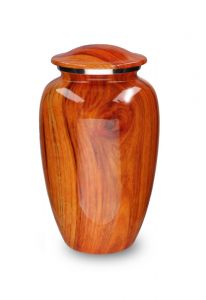 Aluminium cremation urn for ashes 'Elegance' wood grain