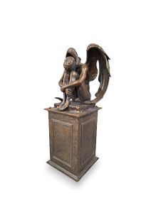 Urn for ashes ‘Angel of Sorrow’ on pedestal in various colors
