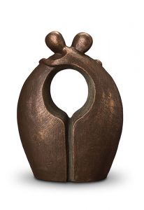 Ceramic cremation urn 'Farewell' | bronze & silver grey