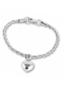Cremation ash bracelet with heart
