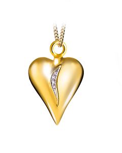 Ash jewel pendant Golden heart with brilliant stone 0.04 crt