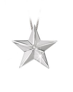 Ash jewel pendant Star white gold with briljants 0.05 crt